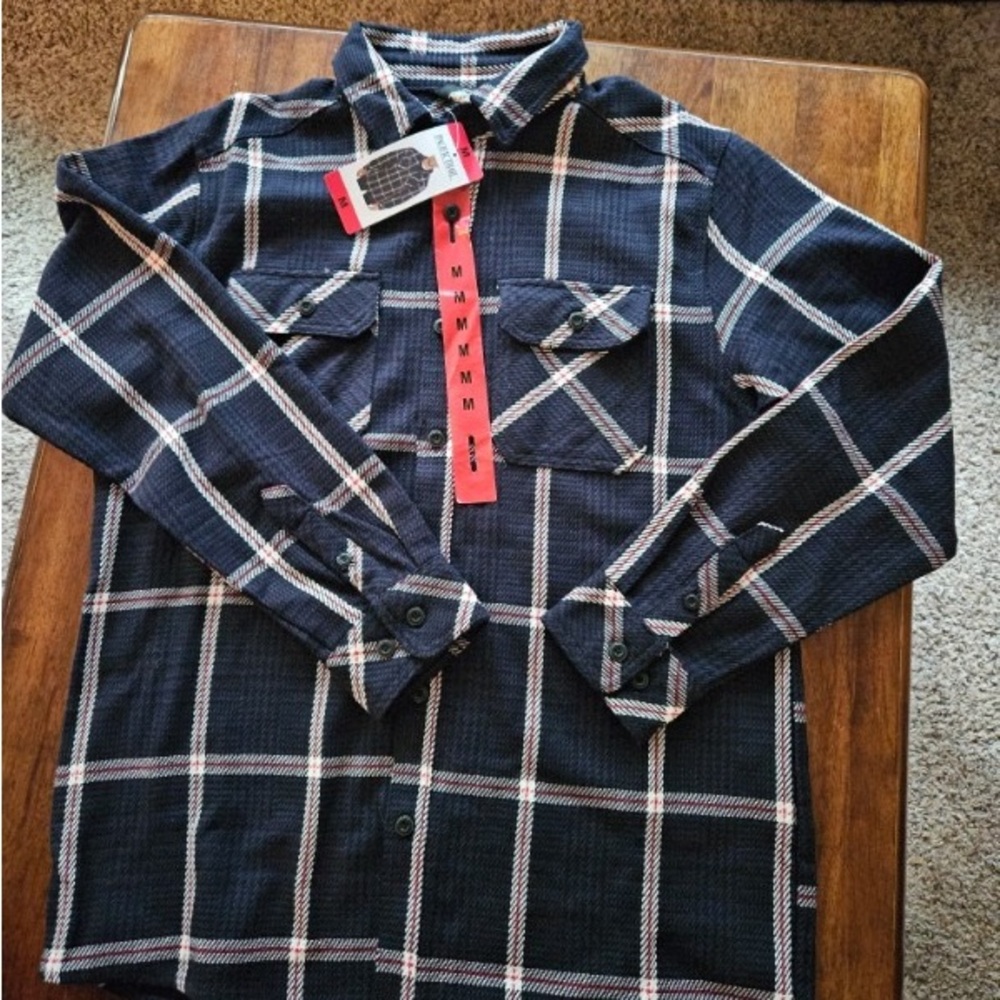 Men's Navy Blue Plaid Shirt